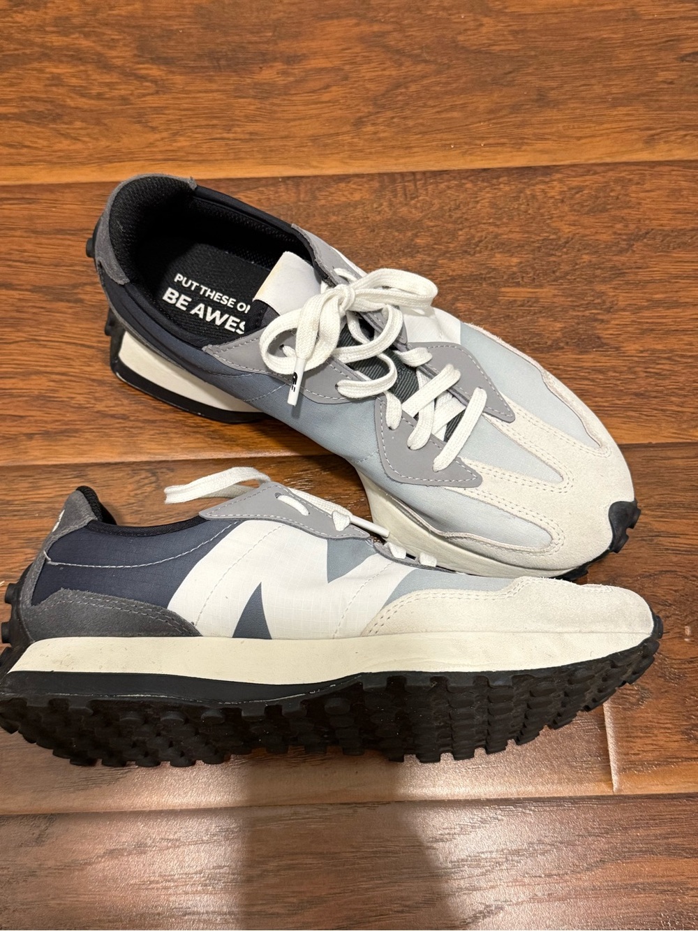 Figs| New Balance 327 Two-Tone Gray and White Retro Runner Sneakers